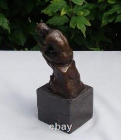 Nude Figure Sculpture in Art Deco Style and Solid Bronze