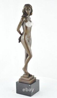 Nude Sexy Dancer Sculpture in Art Deco and Art Nouveau Style, Bronze Massi