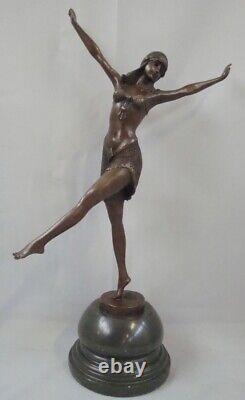 Nude Statue Sculpture in Palmyre Sexy Style, Solid Bronze Art Deco and Art Nouveau Style