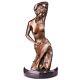 Nude Woman Sculpture Art Deco In Bronze On Black Marble After Milo