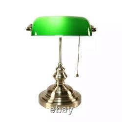 Office Lamp Banquier Ancient Bronze Notary Art Deco Opaline Green Vintage XX