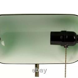 Office Lamp Banquier Ancient Bronze Notary Art Deco Opaline Green Vintage XX