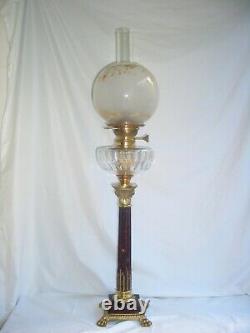 Oil Lamp Napoleon III Corinthian Cristal Baccarat, Bronze, And Marble