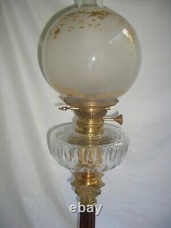 Oil Lamp Napoleon III Corinthian Cristal Baccarat, Bronze, And Marble