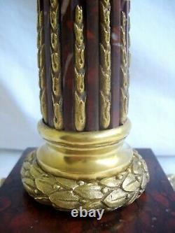 Oil Lamp Napoleon III Corinthian Cristal Baccarat, Bronze, And Marble