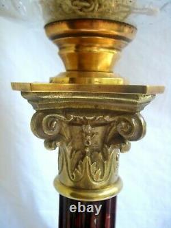 Oil Lamp Napoleon III Corinthian Cristal Baccarat, Bronze, And Marble