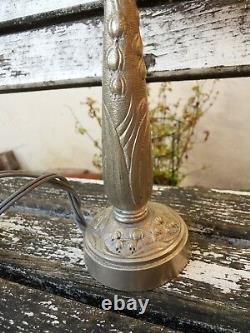 Old 1900-30 Chromed Bronze Lamp Foot Muguette Decoration, Muller, Daum