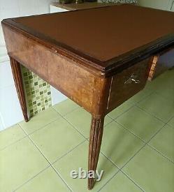 Old Art Deco Mahogany Bronze Desk