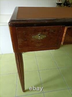 Old Art Deco Mahogany Bronze Desk