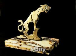 Old Automobile Mascot Signed Binmoran Bronze Art Deco Tiger 1930