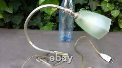 Old Beautiful Original Art Deco Office Lamp Swan Collar Silver Bronze