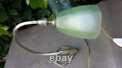 Old Beautiful Original Art Deco Office Lamp Swan Collar Silver Bronze