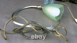 Old Beautiful Original Art Deco Office Lamp Swan Collar Silver Bronze