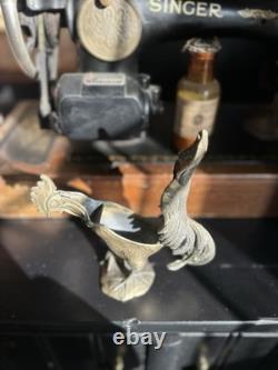 Old Brass Rooster Sculpture Animal Art Deco Beautiful Patina