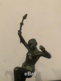 Old Bronze Statue Francois Andre Clemencin Dancer Art Deco