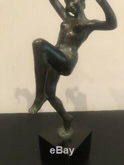 Old Bronze Statue Francois Andre Clemencin Dancer Art Deco