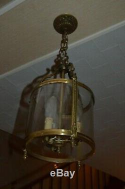 Old Ceiling Pendant Chandelier Bronze Glass Style Louis XV Philippe Tulip