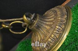 Old Ceiling Pendant Chandelier Bronze Glass Style Louis XV Philippe Tulip