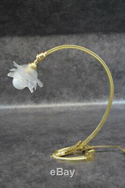Old Lamp In Bronze And Tulip Pate Glass Art Deco