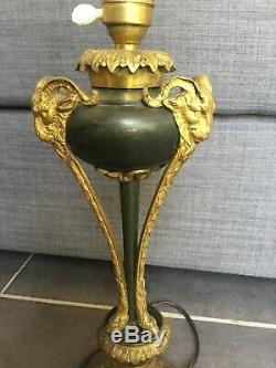 Old Lamp Tripode Head Aries Empire Bronze Art Deco Neo Gothic Satires