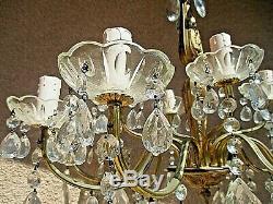 Old Large Louis XV Chandelier With Crystal Pendants And Gilded Bronze-12 Branches