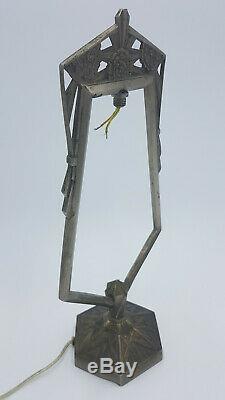 Old Light Pilot Lamp Art Deco Bronze Nickele For Muller Galle Daum