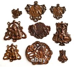Old Lot Ornament Medal Jewelry Art Deco New Antique Ornament Plaque