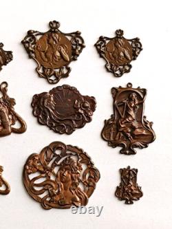 Old Lot Ornament Medal Jewelry Art Deco New Antique Ornament Plaque