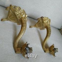 Old Pair Bronze Signed Applies Monogrammed Rd 1925 Art Deco