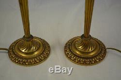 Old Pair Of Lamp In Bronze And Glass Paste Sign Degue Dlg Daum Galle