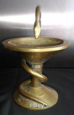 Old Vacuum Pocket Cup Bronze Pharmacy- Rolling Caduted Snake