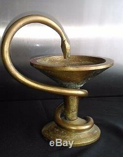 Old Vacuum Pocket Cup Bronze Pharmacy- Rolling Caduted Snake