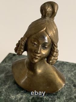 Old bronze female bust Art Nouveau Art Deco