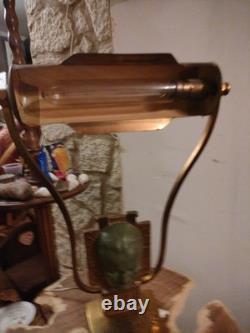 Old bronze piano lamp portrait of Beethoven