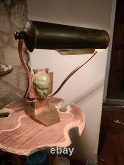 Old bronze piano lamp portrait of Beethoven