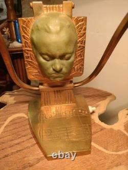 Old bronze piano lamp portrait of Beethoven