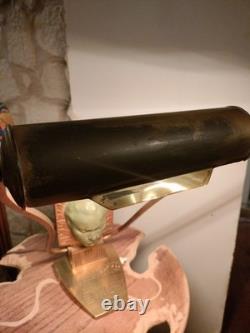 Old bronze piano lamp portrait of Beethoven