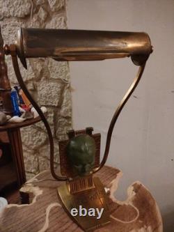 Old bronze piano lamp portrait of Beethoven