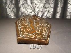 Old bronze plaque sculpture art deco 1930 erotic female painter 47cm