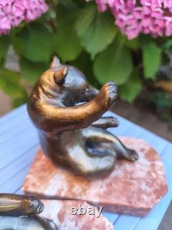 Old pair of Art Deco bronze bookends Bear
