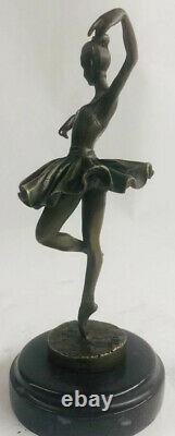 Original Bronze Statue Free Like Bird Ballerina Dancer Art Deco Marble