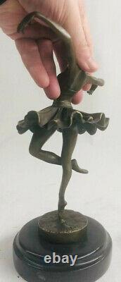 Original Bronze Statue Free Like Bird Ballerina Dancer Art Deco Marble