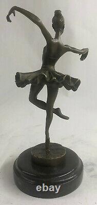 Original Bronze Statue Free Like Bird Ballerina Dancer Art Deco Marble