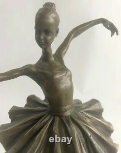 Original Bronze Statue Free Like Bird Ballerina Dancer Art Deco Marble