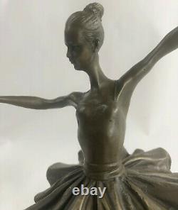 Original Bronze Statue Free Like Bird Ballerina Dancer Art Deco Marble
