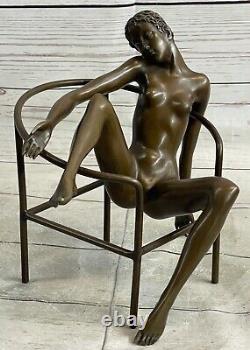 Original Chair Girl 100% Cast Bronze Statue Mario Nick Art Deco Home Decor