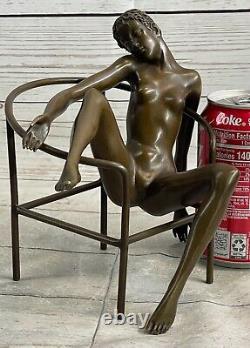 Original Chair Girl 100% Cast Bronze Statue Mario Nick Art Deco Home Decor