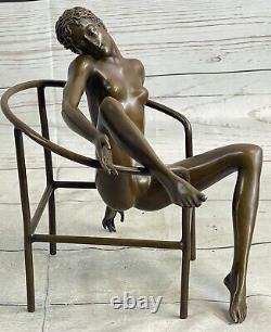 Original Chair Girl 100% Cast Bronze Statue Mario Nick Art Deco Home Decor