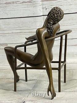 Original Chair Girl 100% Cast Bronze Statue Mario Nick Art Deco Home Decor