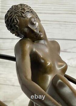 Original Chair Girl 100% Cast Bronze Statue Mario Nick Art Deco Home Decor